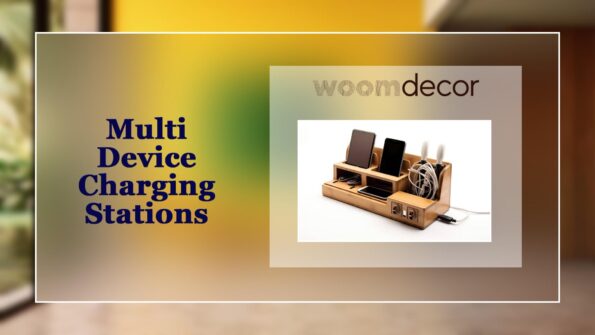 Wooden Charging Stand With Cable Management 5 Multi Device Charging Stations
