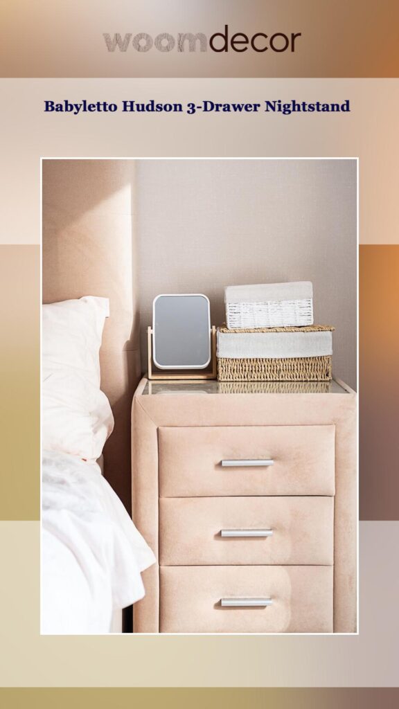 Child-Safe Bedside Table With Rounded Edges 6 Babyletto Hudson 3 Drawer Nightstand