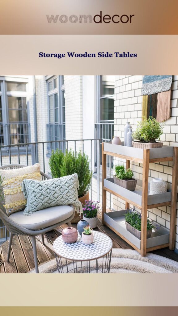 Wooden Side Tables For Balcony Sitting 7 Storage Wooden Side Tables