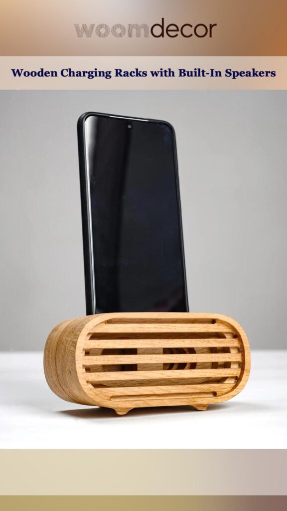 Stylish 05 Wooden Mobile Charging Racks For Modern Homes 7 Wooden Charging Racks with Built In Speakers