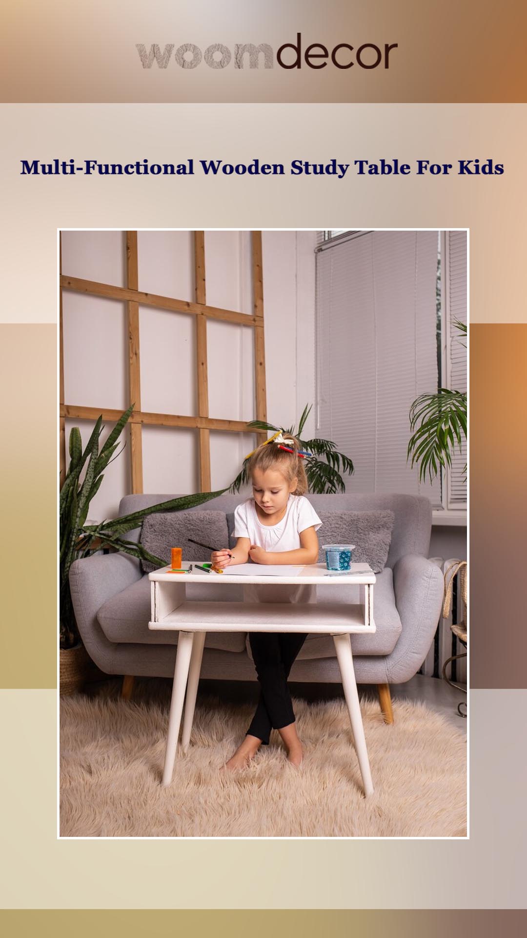 Multi-Functional Wooden Study Table