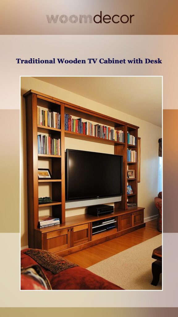 Multi-Functional TV Cabinet With Desk 5 Traditional Wooden TV Cabinet with Desk