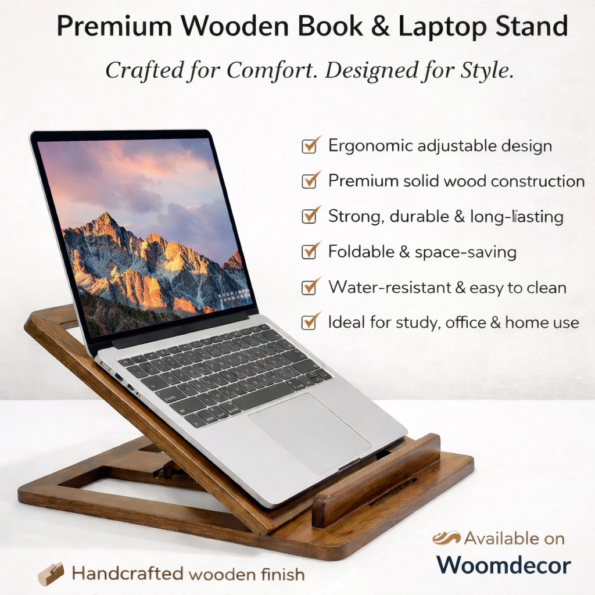 Premium Wooden Book & Laptop Stand 1 1000618183