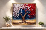 3D Abstract Red Tree Wall Canvas Painting